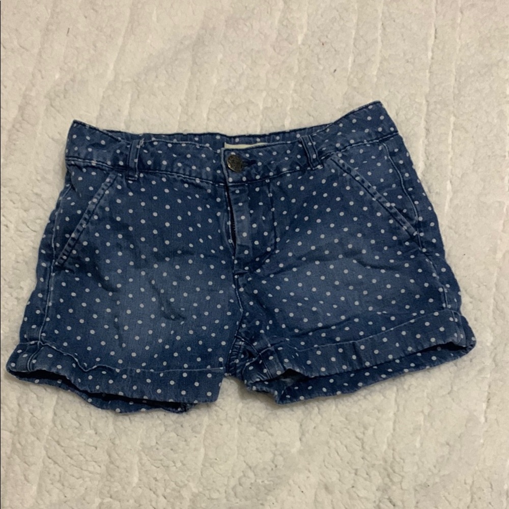 Cherokee Blue and White Jean Shorts with Polka Dots